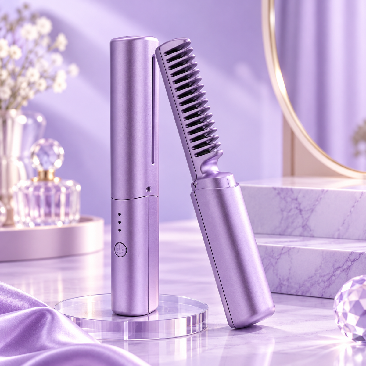 Plancha alisadora inalámbrica para el cabello, portátil y para viajes, zuecos