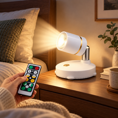 Foco inalámbrico ajustable con control remoto, LED regulable