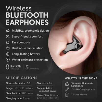 Trådløse øretelefoner med Bluetooth og støjreduktion, in-ear høretelefoner