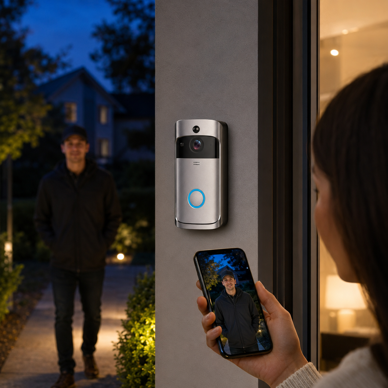 Videocitofono video wireless con videocamera Wi‑Fi HD e visione notturna