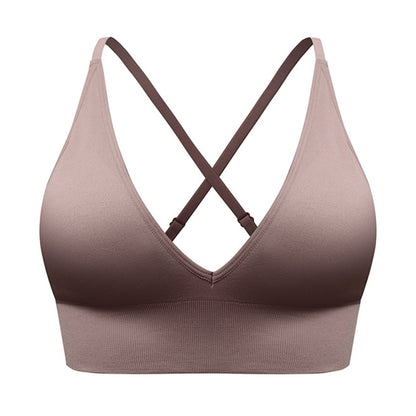 Womens Pickleball Sports Bra V Neck Padded Workout Top