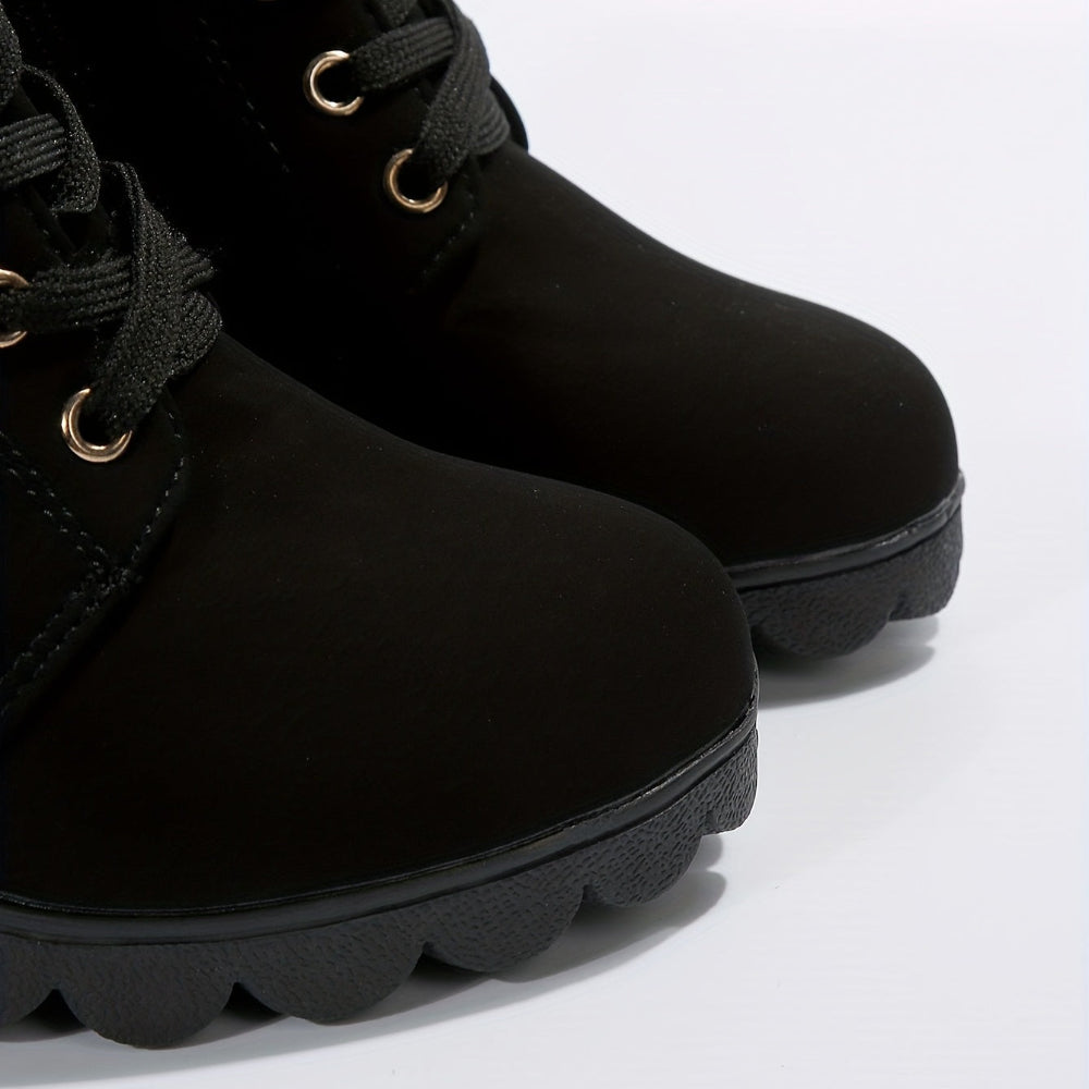 Damen Stiefeletten mit Blockabsatz, Schnürung, lässige Booties