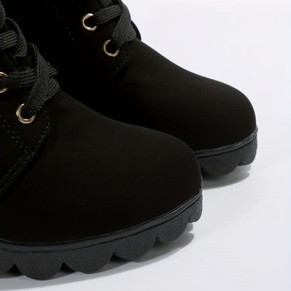 Damen Stiefeletten mit Blockabsatz, Schnürung, lässige Booties