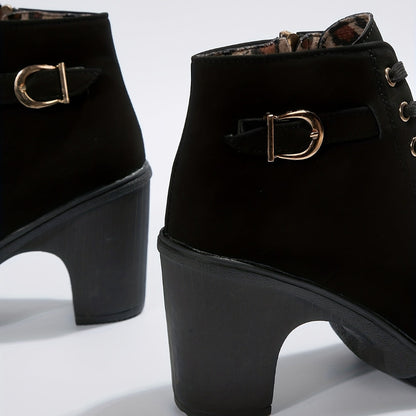 Damen Stiefeletten mit Blockabsatz, Schnürung, lässige Booties