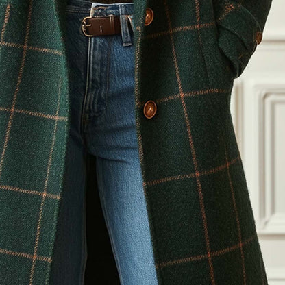 Cappotto lungo invernale a quadri da donna