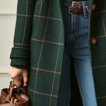 Cappotto lungo invernale a quadri da donna