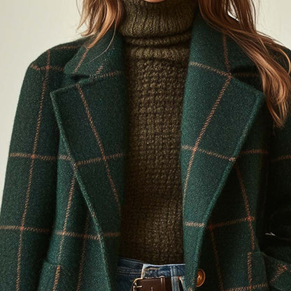 Cappotto lungo invernale a quadri da donna