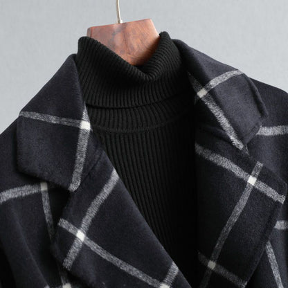 Cappotto lungo invernale a quadri da donna
