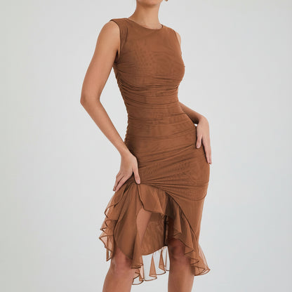 Damenkleider Cocktailkleid gerafftes Midi Kleid mit schulterfreiem Ausschnitt