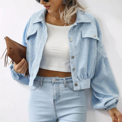 Women's Jacket Cropped Casual Button Front Coat