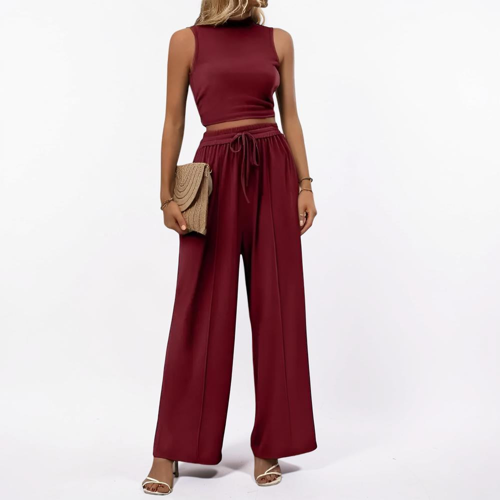 Damen Jumpsuit Ärmellos Weites Bein Lässiges Lounge-Set
