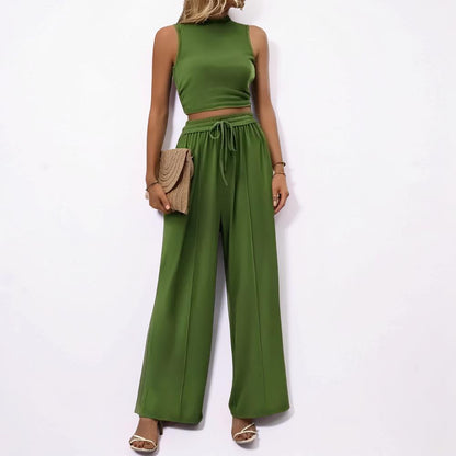 Damen Jumpsuit Ärmellos Weites Bein Lässiges Lounge-Set