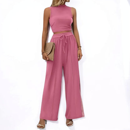 Damen Jumpsuit Ärmellos Weites Bein Lässiges Lounge-Set