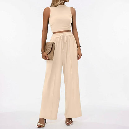 Damen Jumpsuit Ärmellos Weites Bein Lässiges Lounge-Set