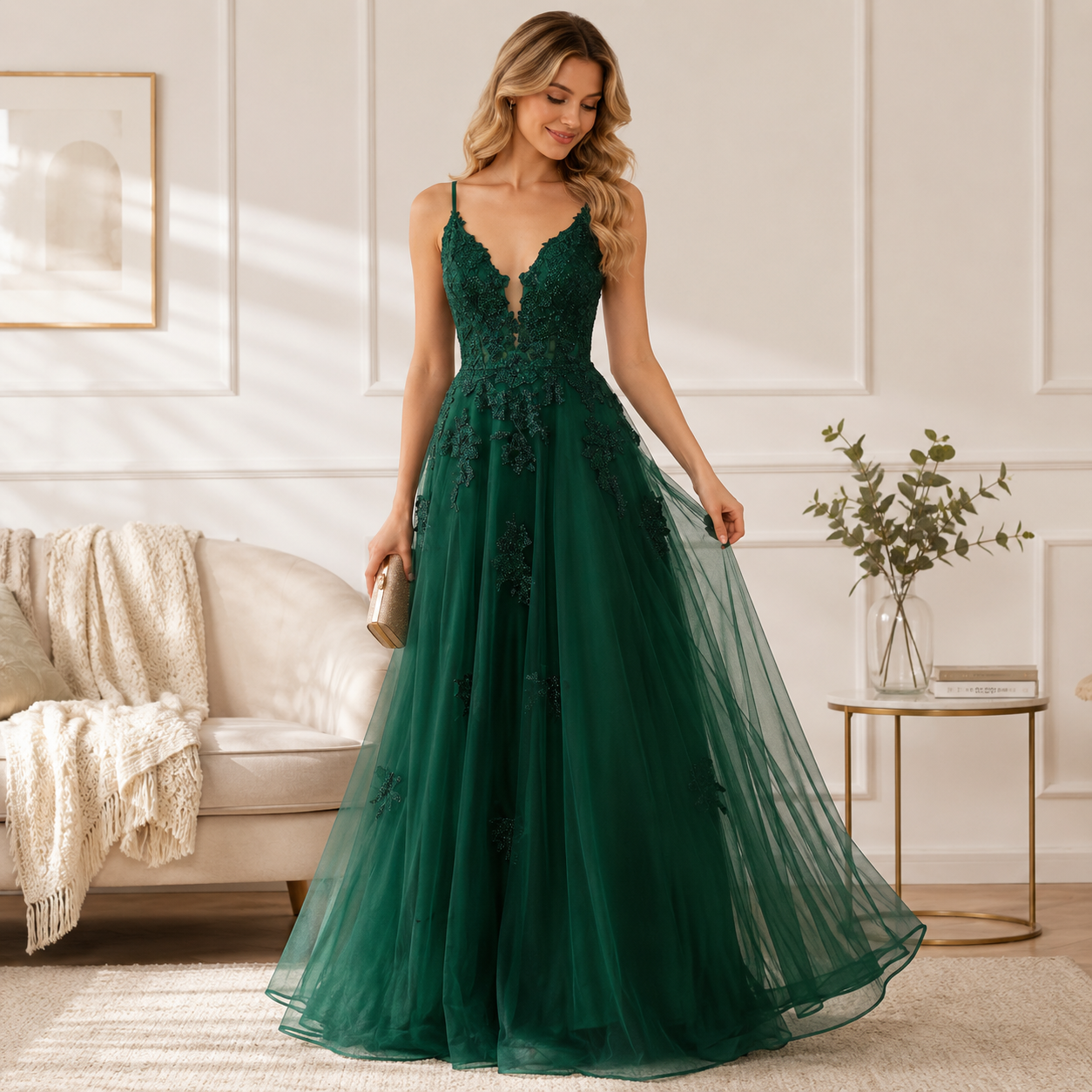 Vestido de Festa Feminino com Renda e Amarração, Vestido Formal de Noite