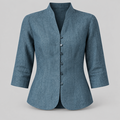 Blusa de mujer con cuello mao y manga tres cuartos | Blusa versátil