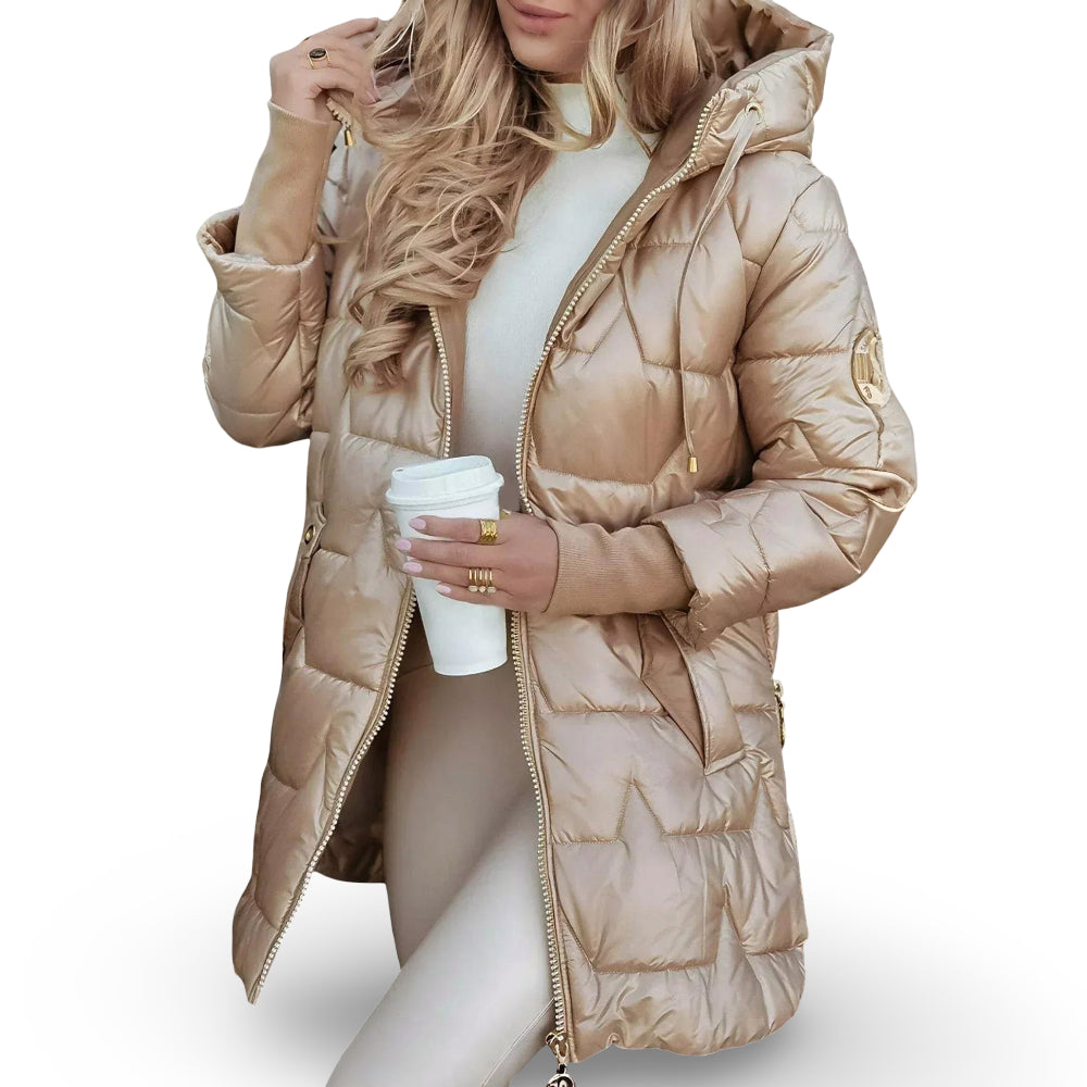 Damen Wintermantel Kapuzen-Steppjacke mit Wattierung
