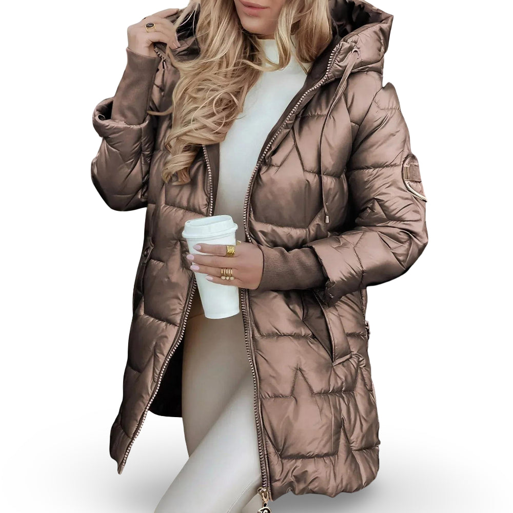 Damen Wintermantel Kapuzen-Steppjacke mit Wattierung
