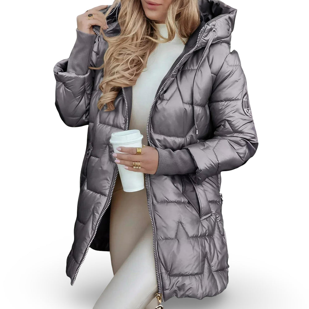 Damen Wintermantel Kapuzen-Steppjacke mit Wattierung