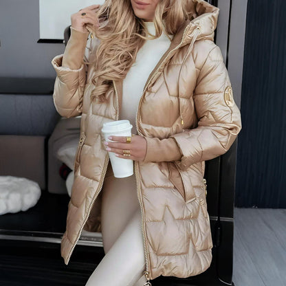 Damen Wintermantel Kapuzen-Steppjacke mit Wattierung