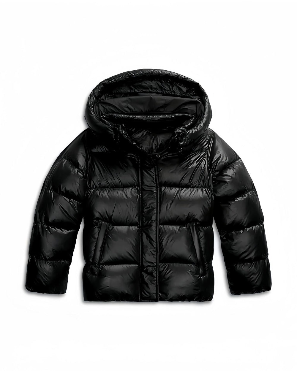 Women's Quilted Jacket Lightweight Hooded with Pockets Black 6