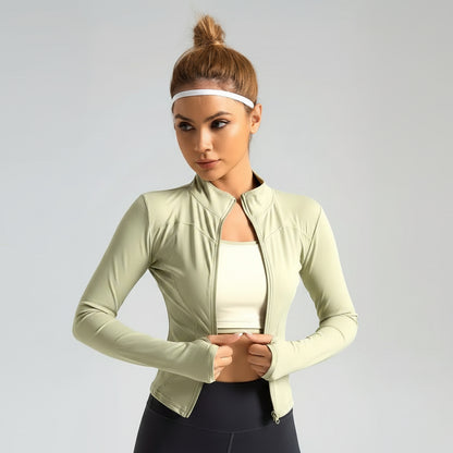Chaqueta deportiva para mujer de pickleball con cremallera y ajuste elástico