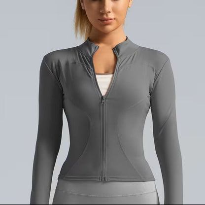 Chaqueta deportiva para mujer de pickleball con cremallera y ajuste elástico