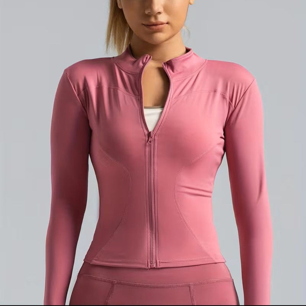 Chaqueta deportiva para mujer de pickleball con cremallera y ajuste elástico