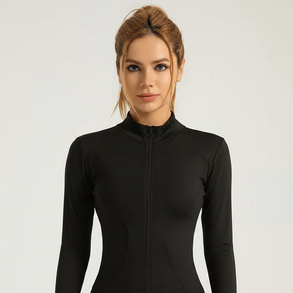 Chaqueta deportiva para mujer de pickleball con cremallera y ajuste elástico