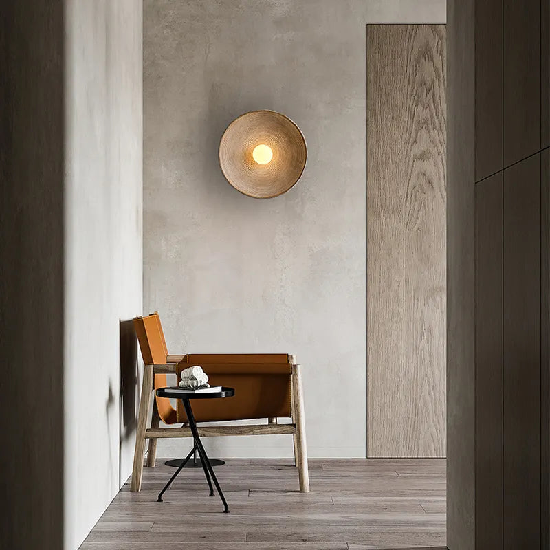 Applique da parete in legno rustico | Lampada da parete LED artigianale