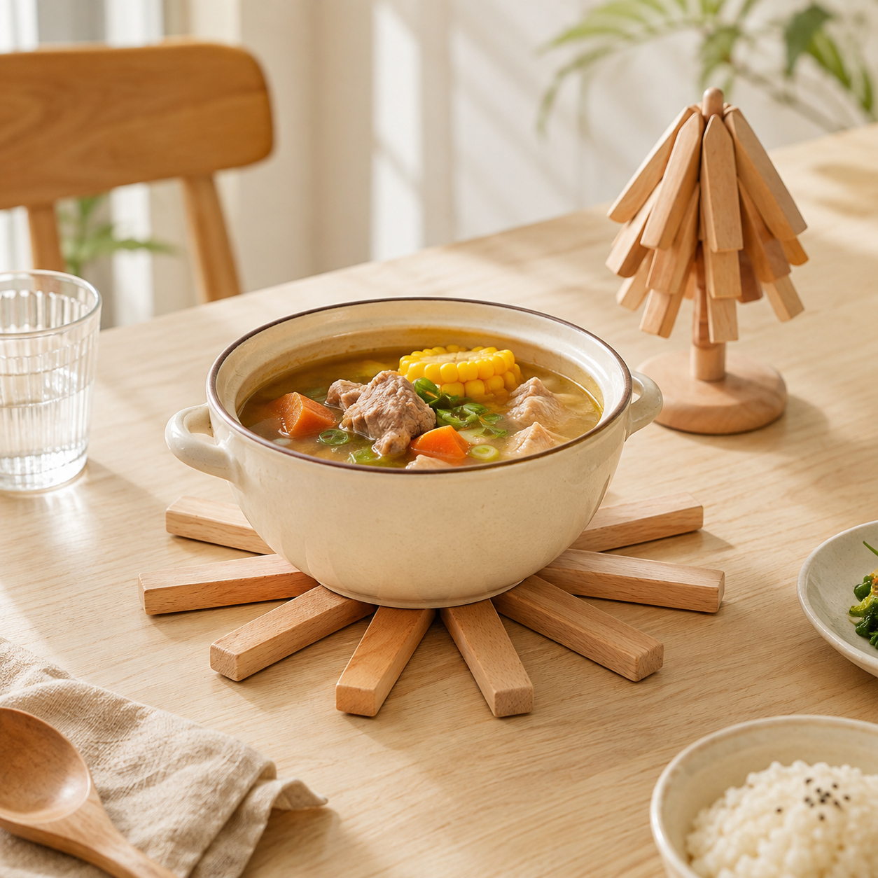 Wooden Table Mat Foldable Decorative Unique Design