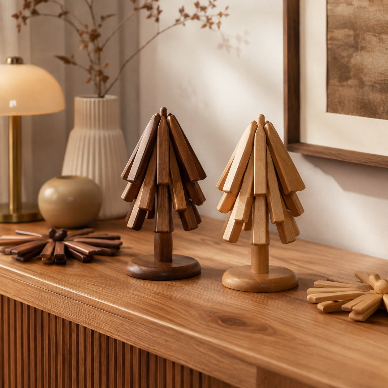 Wooden Table Mat Foldable Decorative Unique Design