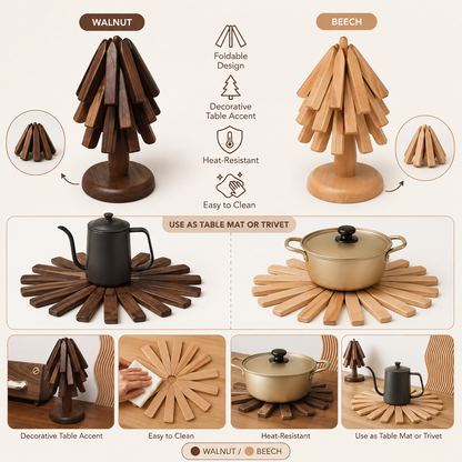 Wooden Table Mat Foldable Decorative Unique Design