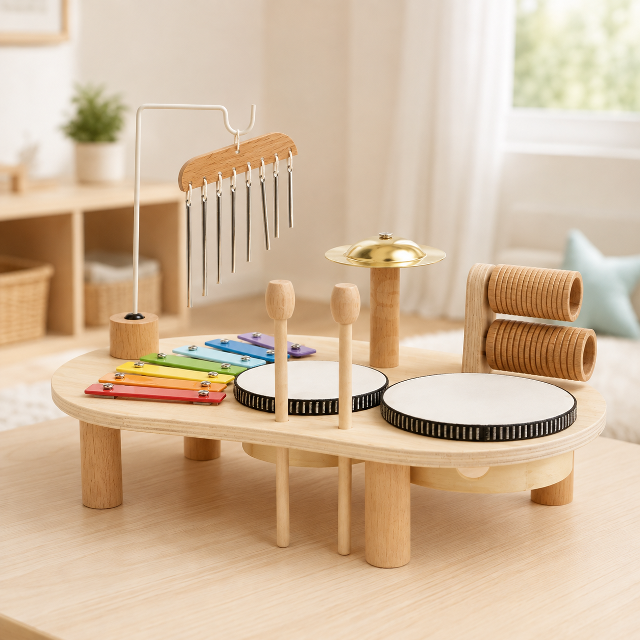 Musik-Entdecker-Spielstation aus Holz für Kleinkinder