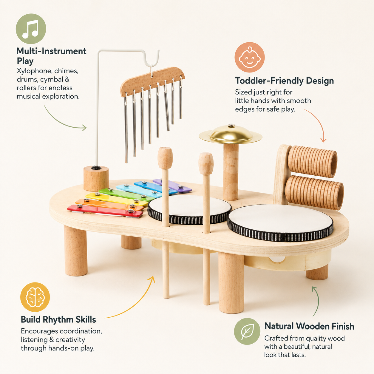 Musik-Entdecker-Spielstation aus Holz für Kleinkinder