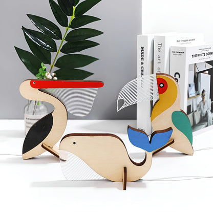 Wooden Animal Table Lamp Cute Kids Night Light USB LED Bedside Lamp 5