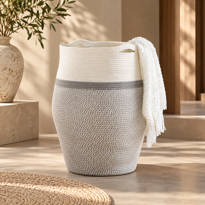 Woven Laundry Basket Handles Decorative Storage