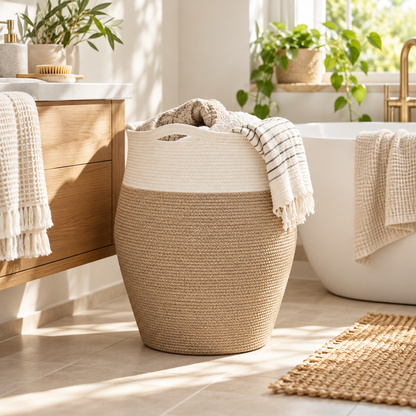 Woven Laundry Basket Handles Decorative Storage