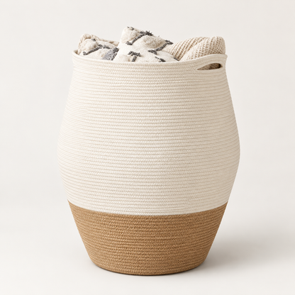 Woven Laundry Basket Handles Decorative Storage