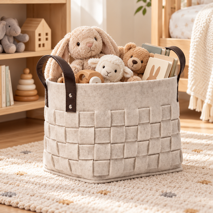 Woven Storage Baskets Modern Set Handles Foldable Nesting