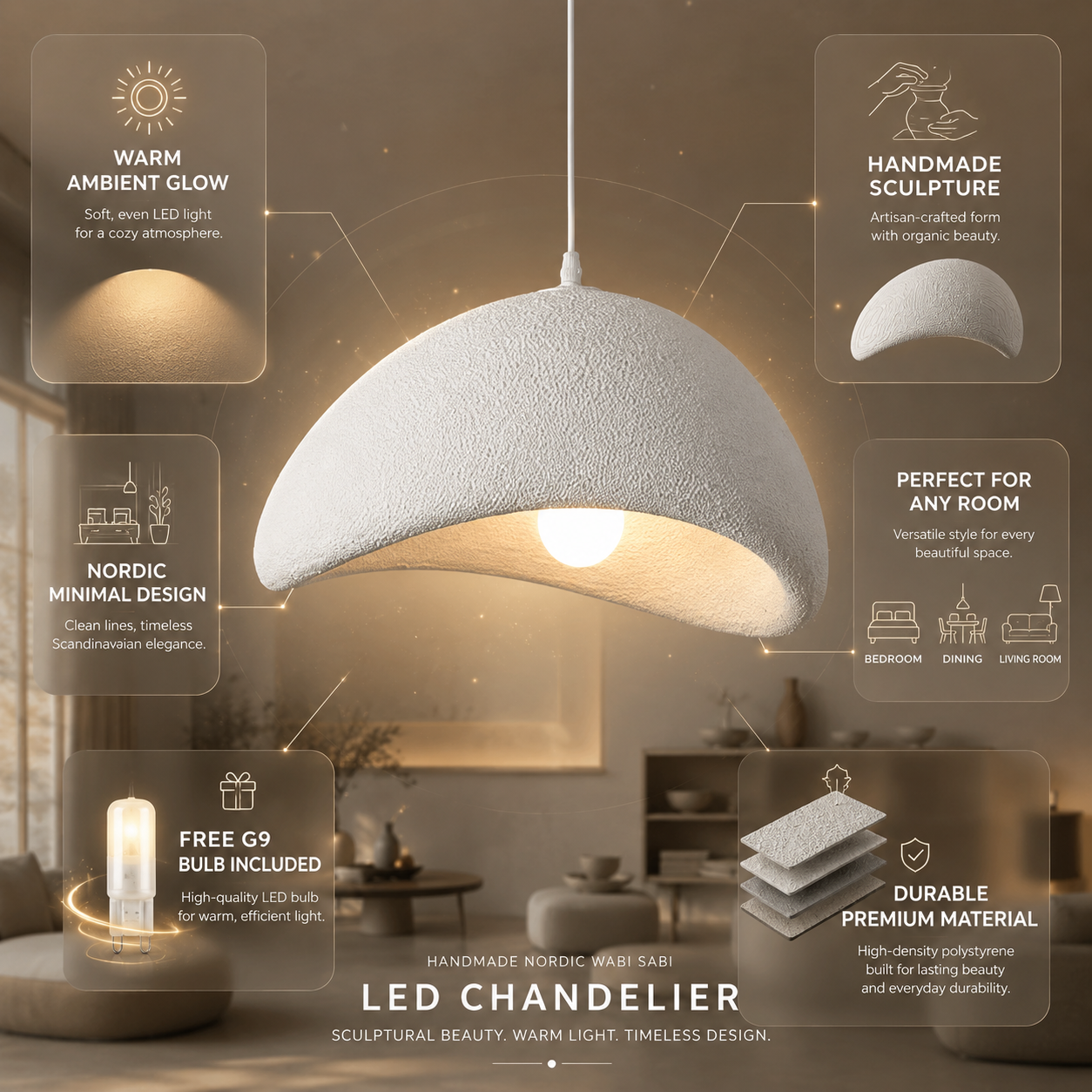 Zenith Glow | Candeeiro de Teto LED Moderno | Design Nórdico e Qualidade Artesanal