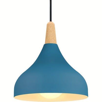 Moderne dråbeformet pendel | Metal- og trælampe