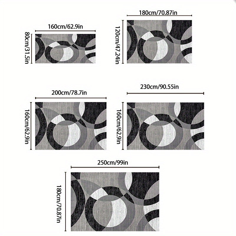 Orbit-Weave Geometrischer Teppich | Weiche Samt-Anti-Rutsch-Bodenmatte