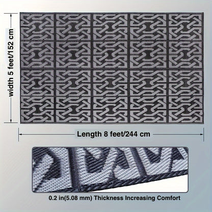 Reversible Outdoor Rug | Black & Grey Modern Patio Mat