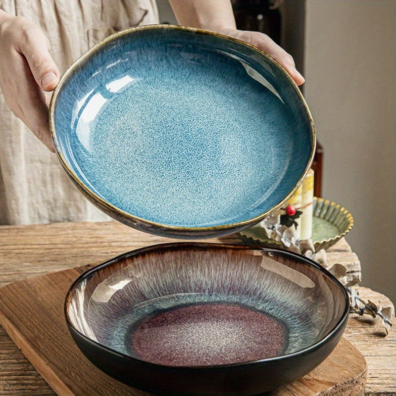 Celeste Retro Glazed Deep Plate | Retro Glazed Irregular Dish