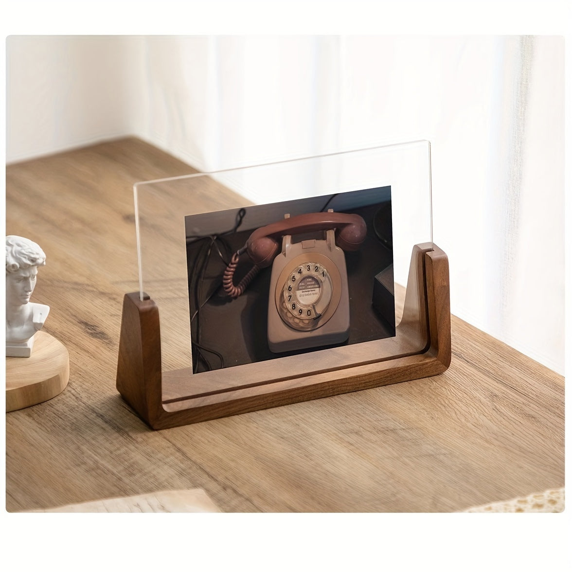 U-Shaped Acrylic & Wood Photo Frame | Modern Minimalist Display