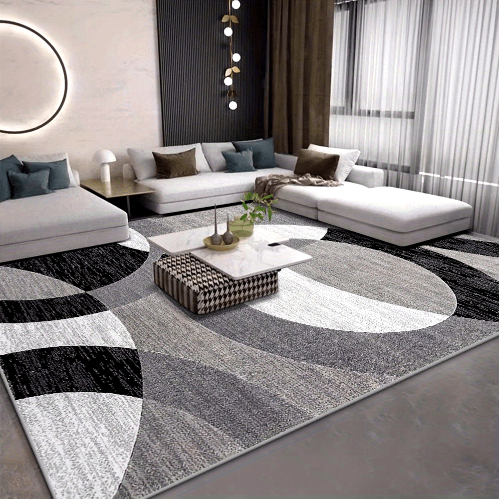 Orbit-Weave Geometrischer Teppich | Weiche Samt-Anti-Rutsch-Bodenmatte