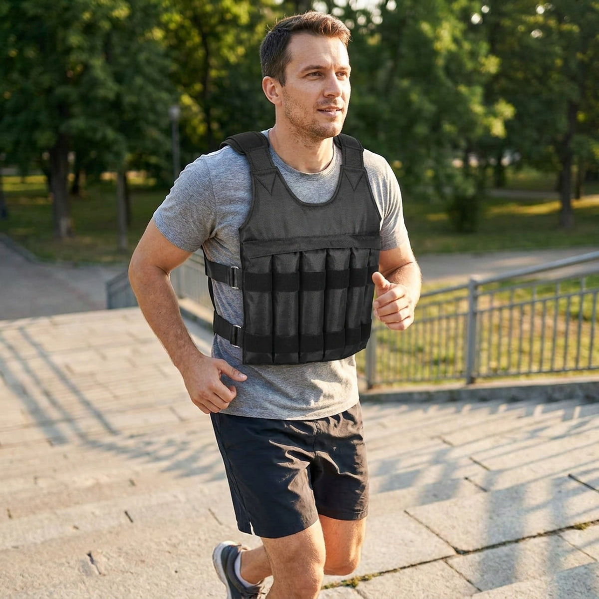 Adjustable Weight Vest Workout Mesh Reflective Pockets - Image 2
