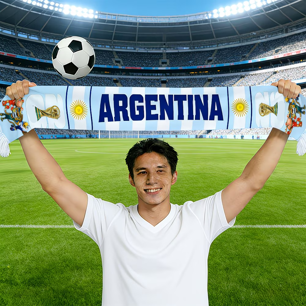 Argentina Flag World Cup Soccer Scarf Fan Apparel Sports - Image 1