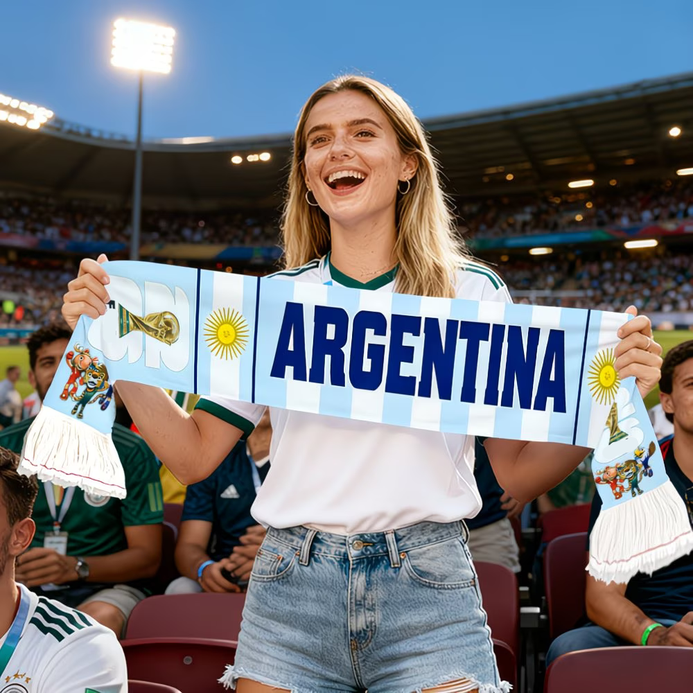 Argentina Flag World Cup Soccer Scarf Fan Apparel Sports - Image 2